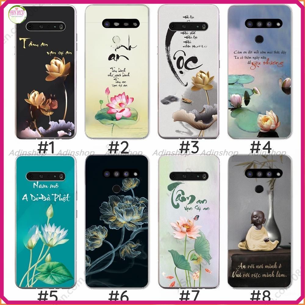 Ốp hình  LG V40 thinQ LG V50 V50S V50 thinq / V60 V60 thinq dẻo in hình thư pháp , hoa sen