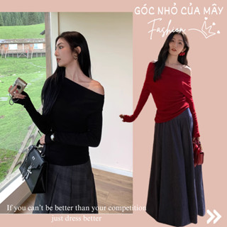 (Góc nhỏ của Mây - ORDER) MV56 Áo len dệt kim Mulvan trễ vai form ôm 3 màu phong cách Hàn Quốc GNCM