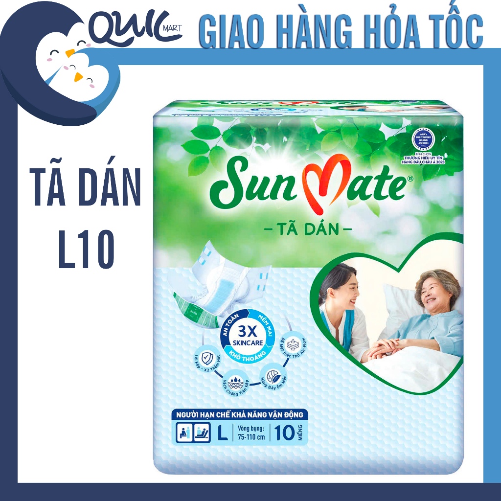 Tã dán Người già Sunmate L10 miếng/ L18+2 miếng (vòng hông 75-110cm)