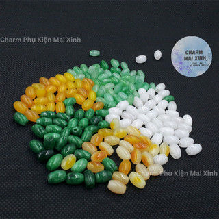  Set 2 Lu Đá Trơn - Lu thống 8x12mm 13 Màu - Charm Phụ Kiện Xâu Phối Vòng Tay Chuỗi Hạt Phong Thủy May Mắn Nam Nữ 