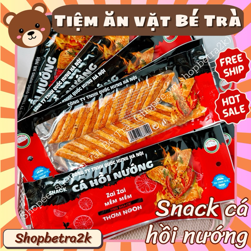 (10 gói) Snack cá hồi nướng, đồ ăn vặt cổng trường, đồ ăn 1k, Tiệm ăn vặt Bé Trà