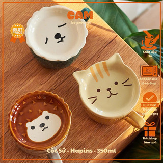  Cốc sứ HAPINS có nắp tạo hình mèo làm cốc uống nước ở văn phòng ăn ngũ cốc sữa chua hoa quả làm quà tặng dịp đặc biệt 