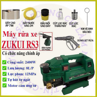 Máy xịt rửa xe có nút chỉnh áp Zukui RS3 2400W tặng kèm bình tạo bọt