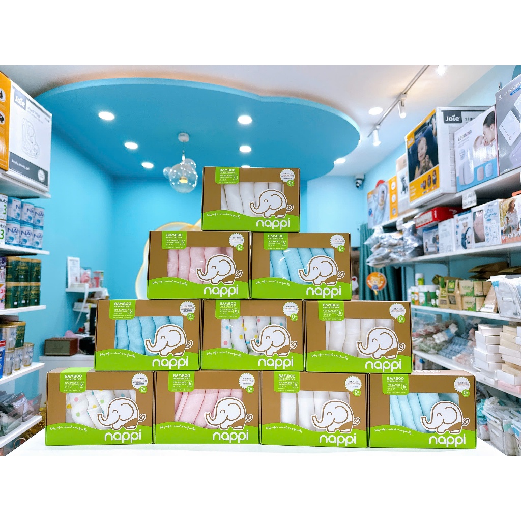  Hộp khăn sữa  khăn tắm sợi tre Nappi  6 chiếc hộp  