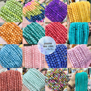  Dây Đá Mã Não Vân - Hạt Tròn  - 4 Kích Thước - Charm Phụ Kiện Xâu Phối Vòng Tay Chuỗi Hạt Gỗ Phong Thủy May Mắn 