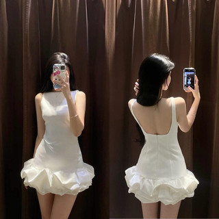 Váy chéo Ý sát nách phối tacta bồng xoè hở lưng 2 màu có lót quần siêu hot hit