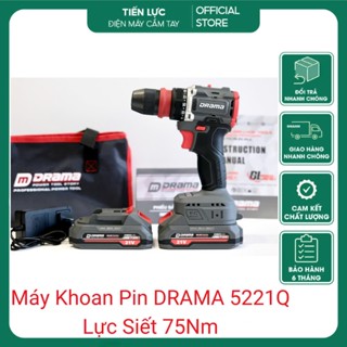 Máy Khoan Pin Chính Hãng DRAMA Quick Đầu 2in1 Xám Xi Măng D5221Q FLEX Lực Siết 75N/m Không Chổi Than Chân Pin Phổ Thông,