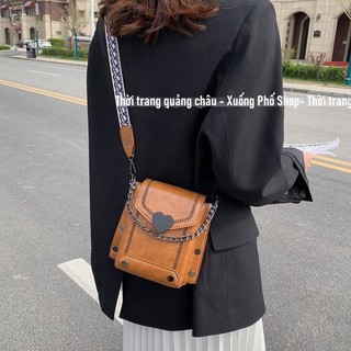 Túi Đeo Chéo Thời Trang Khóa Tim, Dây Đeo Vintage #6018