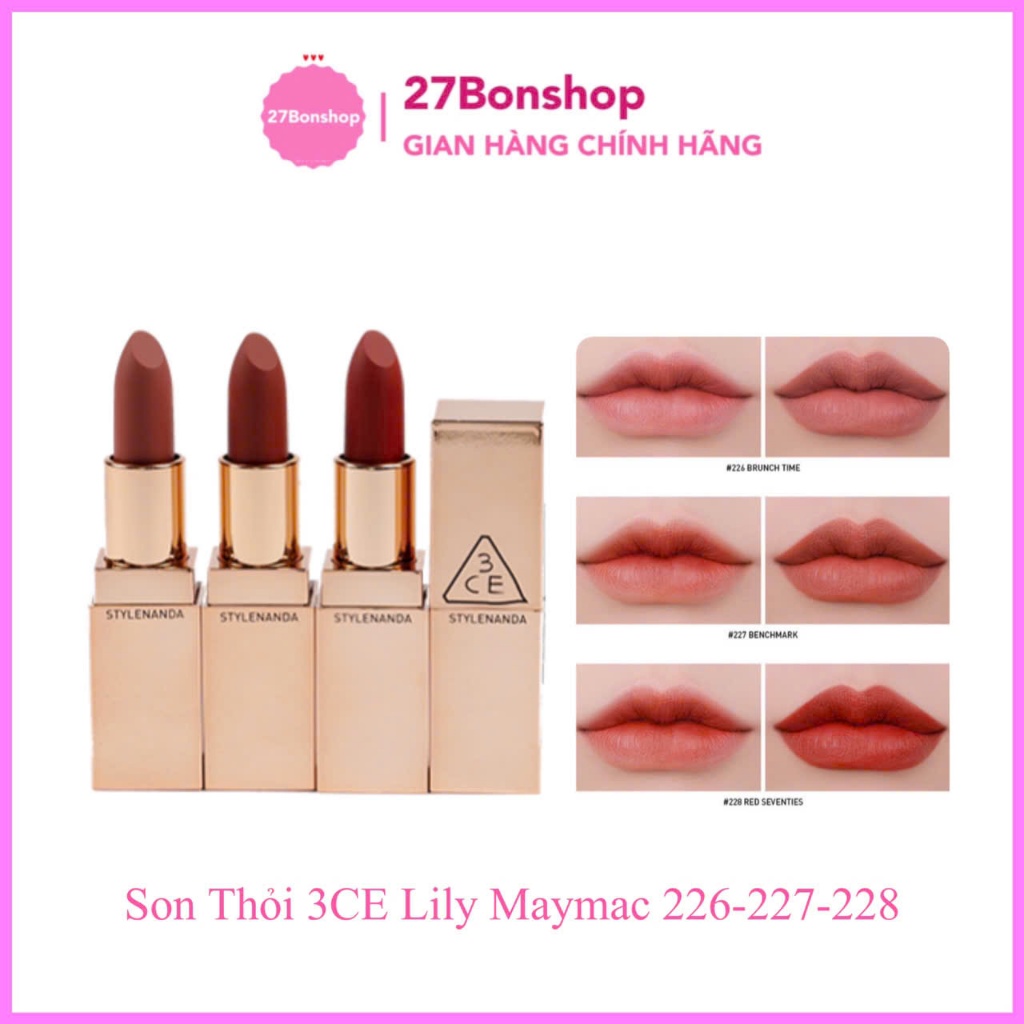 SON THỎI LÌ 3CE LILY MAYMAC MATTE LIP COLOR