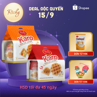Combo 4 bịch bánh Karo Richy trứng tươi chà bông sợi gà và phô mai hoàng kim