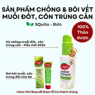  Bộ Xịt Chống Muỗi Kem Bôi Côn Trùng Đốt và Gel Bôi Làm Dịu Vết Muỗi Đốt Squito Free cho bé từ sơ sinh Đức- Date mới 
