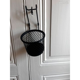 Giỏ lưới thép đen 14x16 cm kèm móc HULTARP đựng thìa đũa, đựng cây cảnh, đồ dùng bếp, đồ dùng phòng tắm..