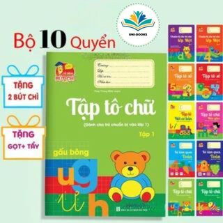 Bộ Sách Dành Cho Trẻ Chuẩn Bị Vào Lớp 1 - Cho Trẻ Từ 5-6 Tuổi (Túi 10 Cuốn + 2 Bút 1 Tẩy 1 Gọt Chì)