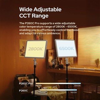 Đèn Led Godox P260C Và P260C Pro HL Studio –  Ánh Sáng Mềm Mịn, Nhiệt Độ Từ 2800K Đến 6500K