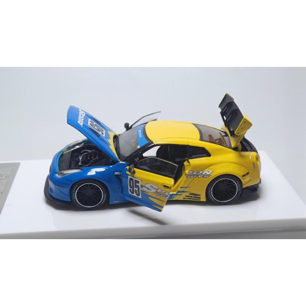 MÔ HÌNH 1:64 OLD TIME - LBWK Nissan GTR-R35 GT Wing Blue Yellow Spoon (FULL OPEN)