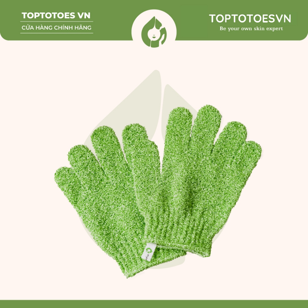 Găng Tay Tắm Tẩy Da Chết Toptotoesvn Làm Sạch Da, Giảm Mụn & Thâm Cho Cơ Thể