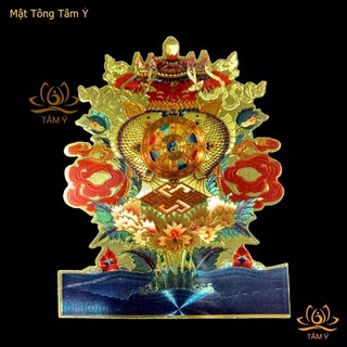 Miếng dán (COMBO 5 TẤM) Decal Bát Kiết Tường (Tám Tướng Cát Tường - Bát Cát Tường) pháp bảo Mật Tông Tâm Ý