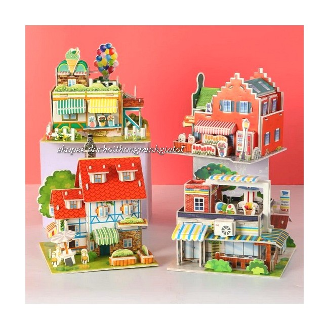 Bộ Mô Hình nhà xe sang xịn Lắp Ghép 3D