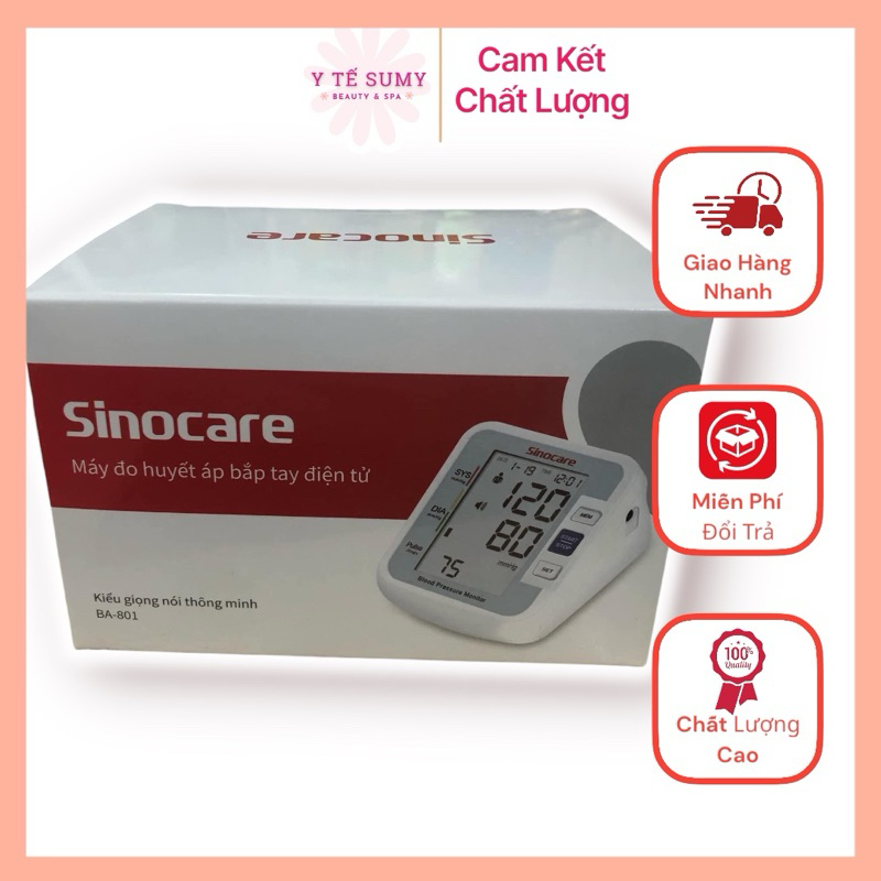 Máy đo huyết áp bắp tay Sinoheart - Sinocare ( BH 3 năm 1 đổi 1) Giọng nói tiếng Việt