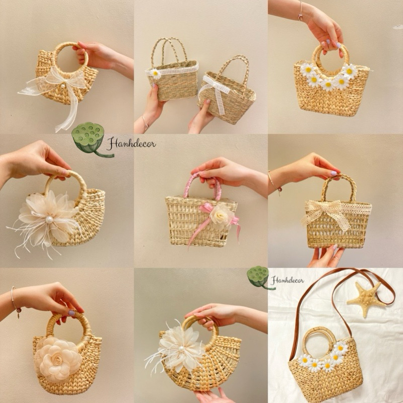 [SHIP HOẢ TỐC] Túi cói mini, túi xách cói cho bé cầm tay chụp hình, du lịch nhiều mẫu.