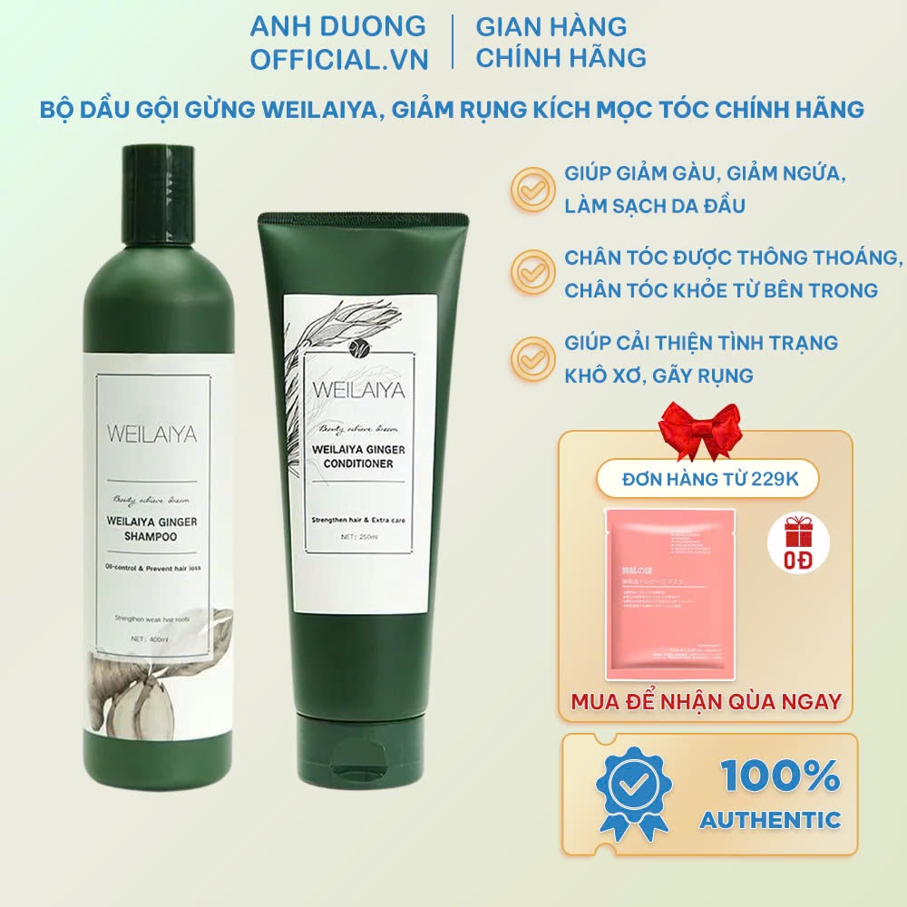 Dầu Gội Gừng Weilaiya Dầu Gội Xả Gừng Weilaiya Giảm Rụng, Kích Mọc Tóc Nhanh
