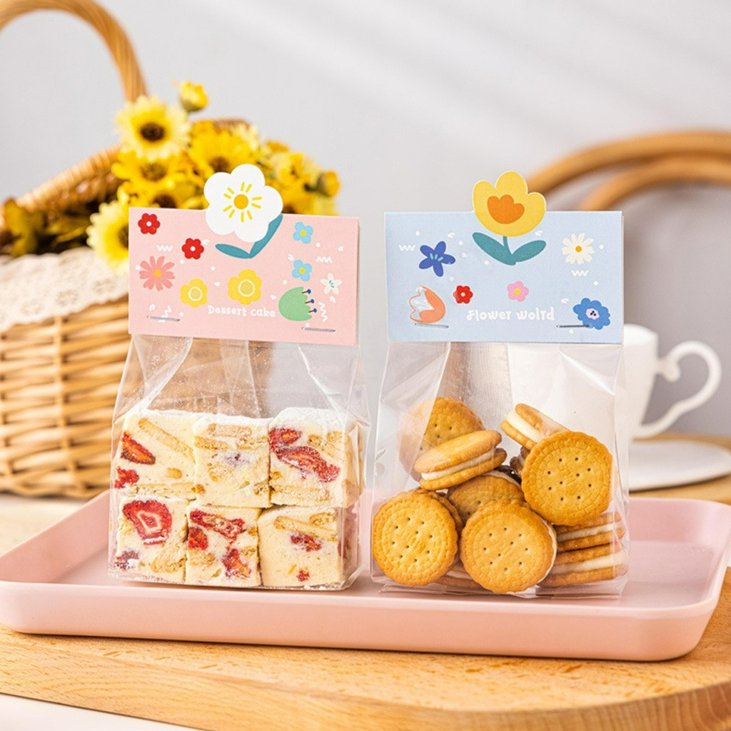 10 Túi Đựng Bánh Miệng Kẹp Giấy Hoa Và Gió