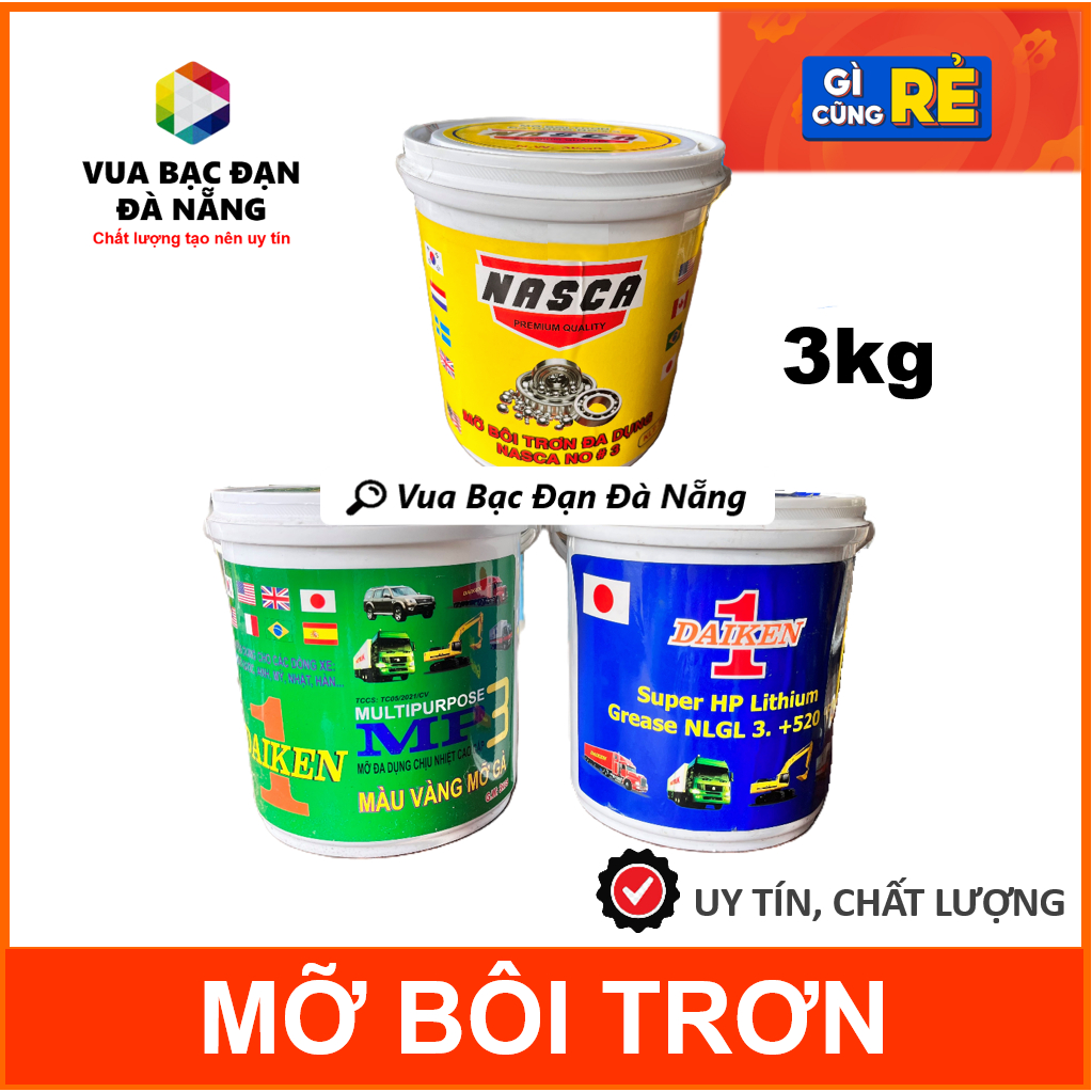 [CHÍNH HÃNG] Mỡ bò đa dụng chịu nhiệt cao cấp DAIKEN NASCA xô 3kg - Vua Bạc Đạn Shop