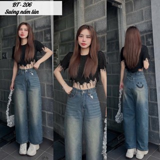 Quần Suông Nữ Nấm Lùn, Cạp Cao Có Thêu Hình Mặt Cười Dễ Thương Lanvyshop MS 206