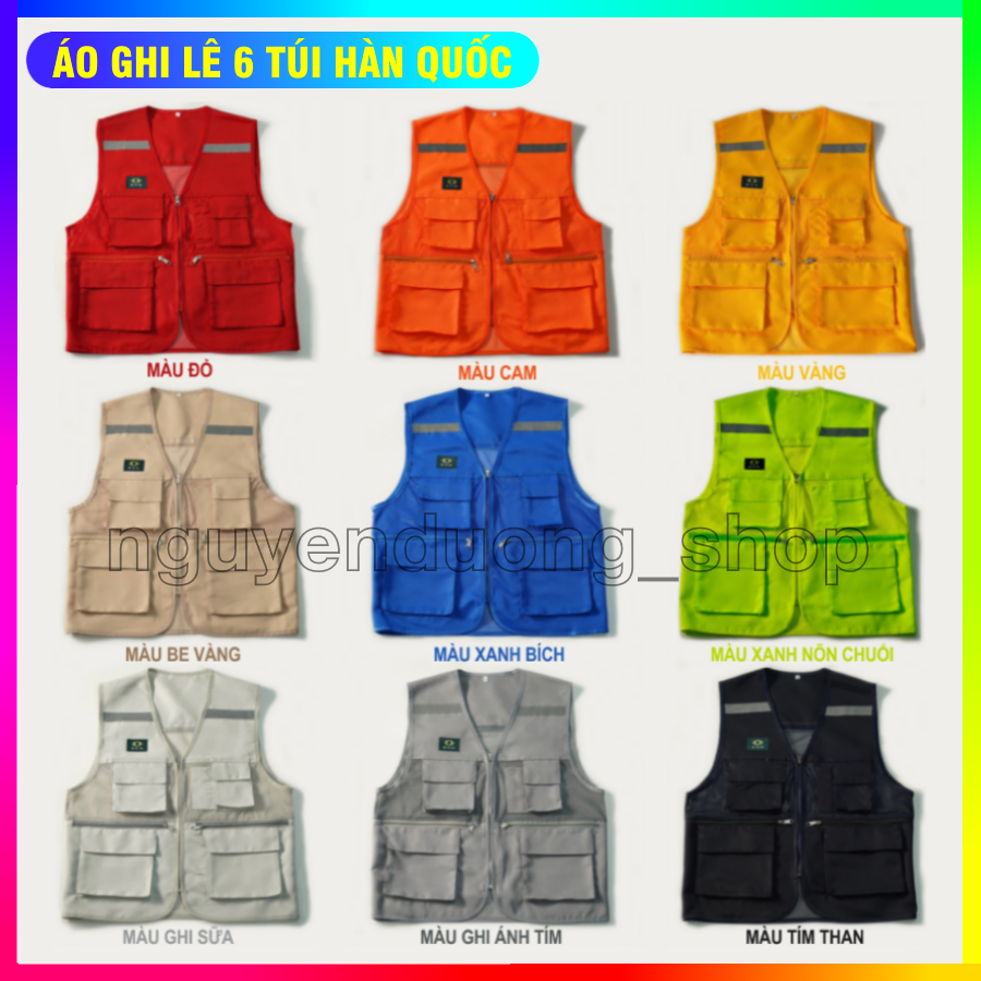 ÁO GHI LÊ PHẢN QUANG 6 TÚI HÀN QUỐC , ÁO KỸ THUẬT , KỸ SƯ , ÁO KHOÁC BẢO HỘ LAO ĐỘNG , ÁO GILE LƯỚI