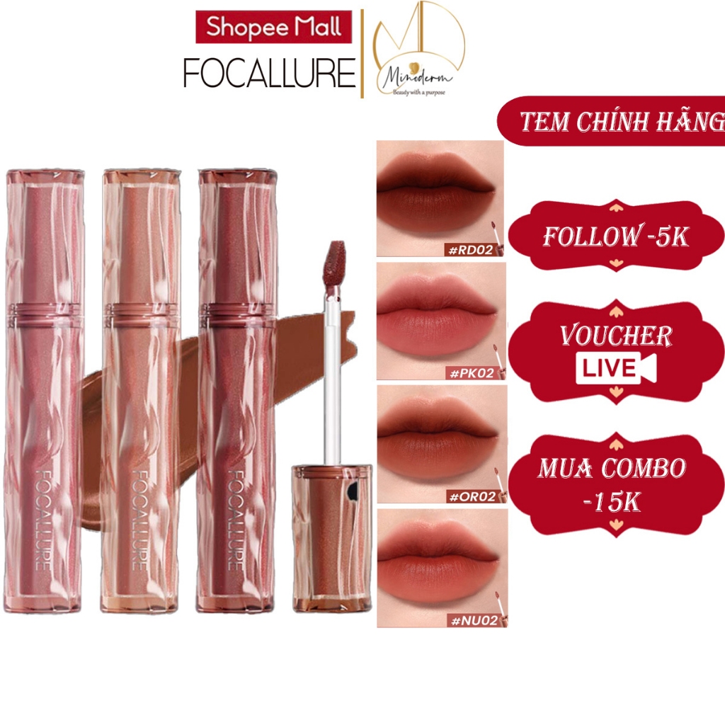 Son Kem Nhung Lì FOCALLURE Mềm Mịn Thoáng Khí Cảm Giác Nhẹ Dưỡng Ẩm Lâu Trôi - 2G L15