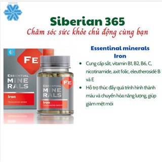 Viên uống sắt hữu cơ Essential Minerals Iron - Siberian Wellness - Hỗ trợ chuyển hóa năng lượng, giúp giảm mệt mỏi