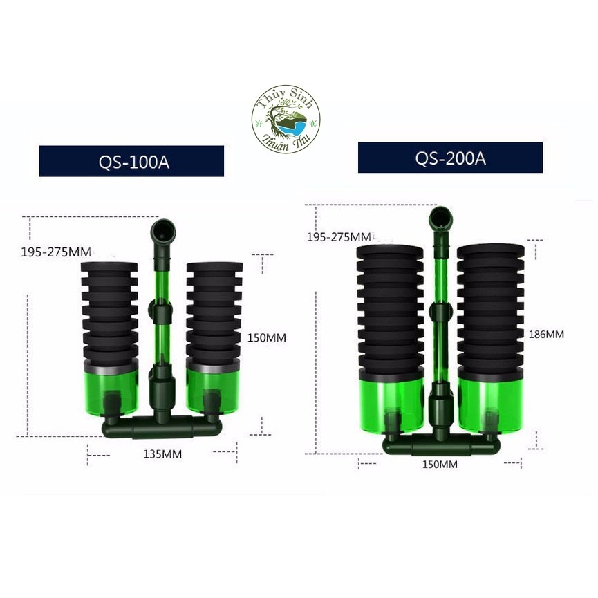 LỌC VI SINH QS100A  và QS200A - lọc bio dùng cho hồ cá, hồ thủy sinh