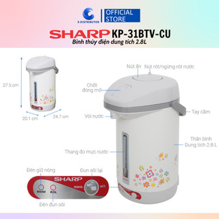 [HỎA TỐC] Bình Thủy Điện Sharp KP-31BTV-RD/CU (Dung tích 2.8L) - Hàng Chính Hãng