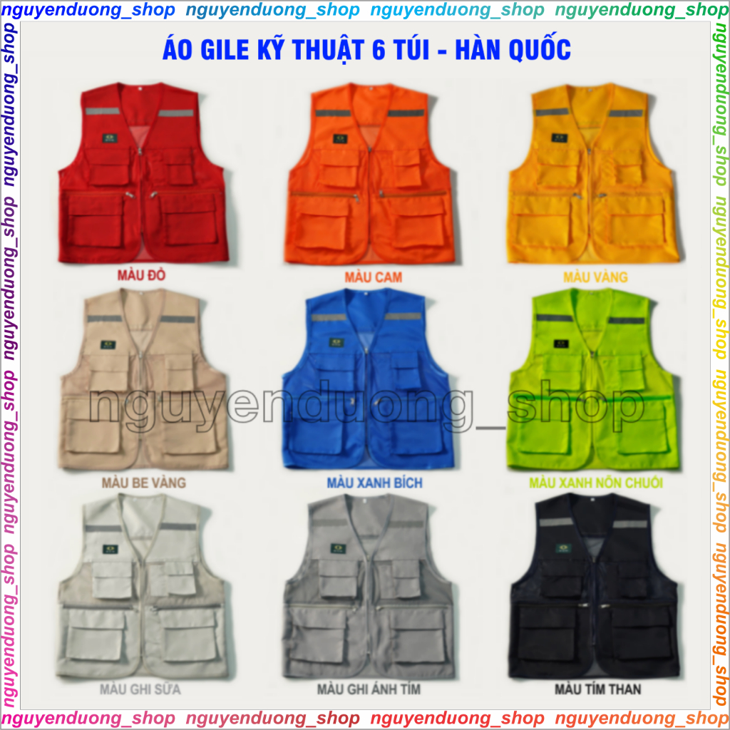 ÁO GHI LÊ PHẢN QUANG 6 TÚI HÀN QUỐC , ÁO KỸ THUẬT , KỸ SƯ , ÁO KHOÁC BẢO HỘ LAO ĐỘNG , ÁO GILE LƯỚI