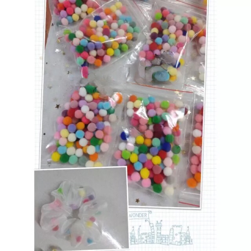 Hạt pom pom sắc màu (size 1 cm )gói 100 hạt