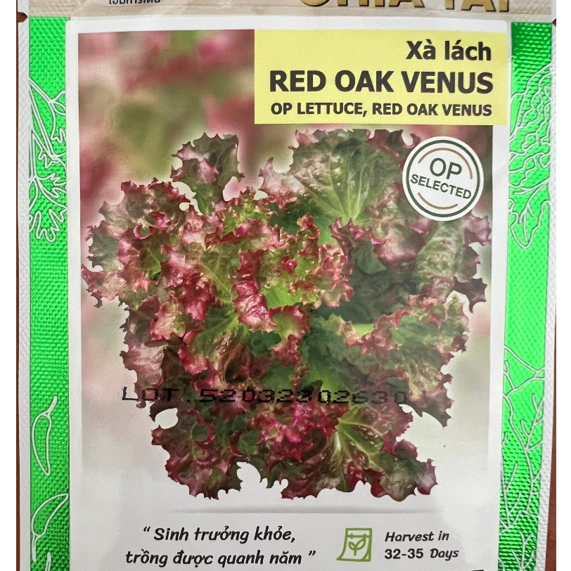 Hạt Giống Xà Lách Tím Red Oak Venus (Gói 1 Gam)
