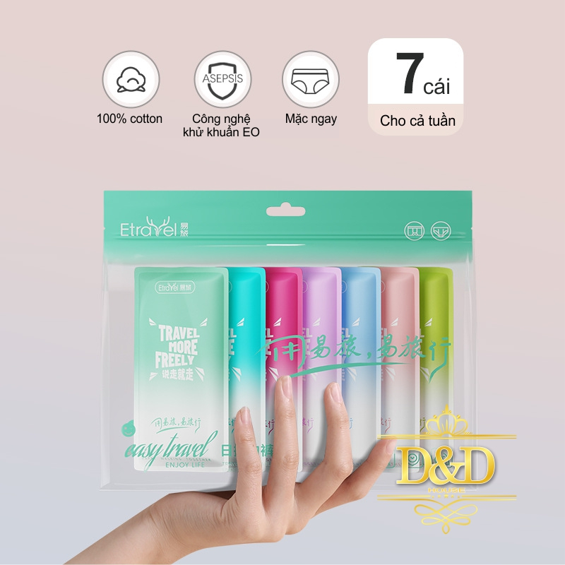 Combo 7 quần lót cotton nữ nhiều màu du lịch ETRAVEL dùng 1 lần