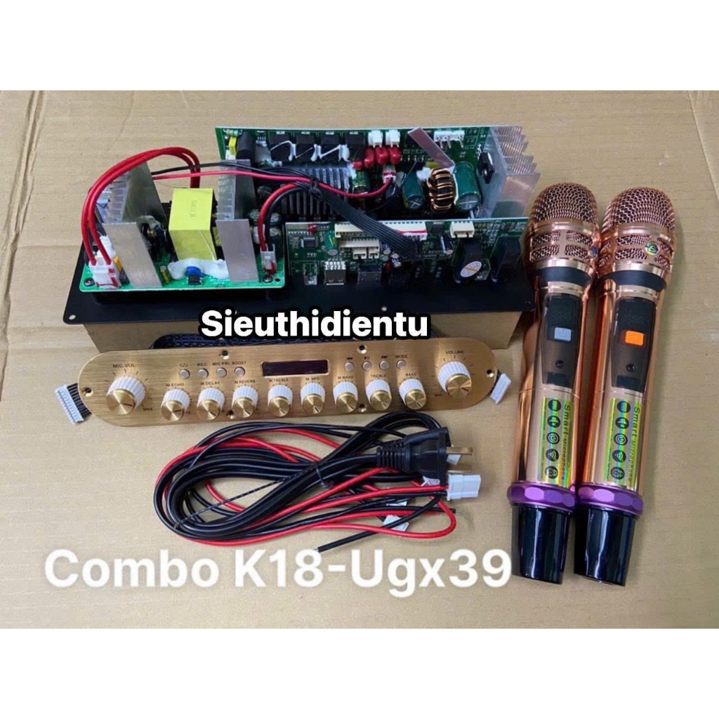  COMBO MẠCH K18 - MIC UGX39 CÔNG SUẤT 180W ÂM THANH CỰC HAY CHO LOA KÉO XÁCH TAY 