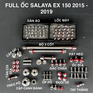 Full ốc salaya lắp Exciter 150 ( 2015 - 2019 ) mẫu Thái V2 tặng kèm long đền đỏ - inox 304