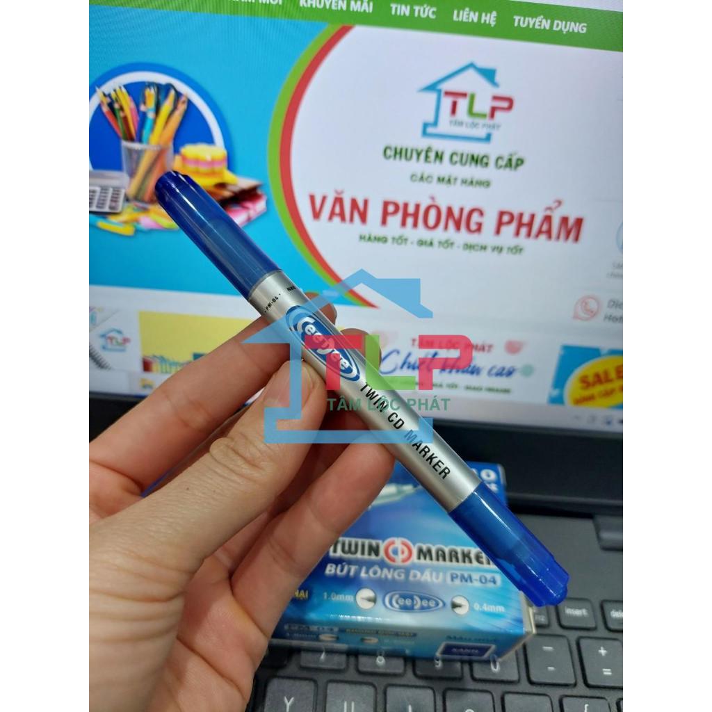 SỈ HỘP 10 Chiếc BÚT DẠ KÍNH PM04 XANH (CHÍNH HÃNG) - Bút lông dầu