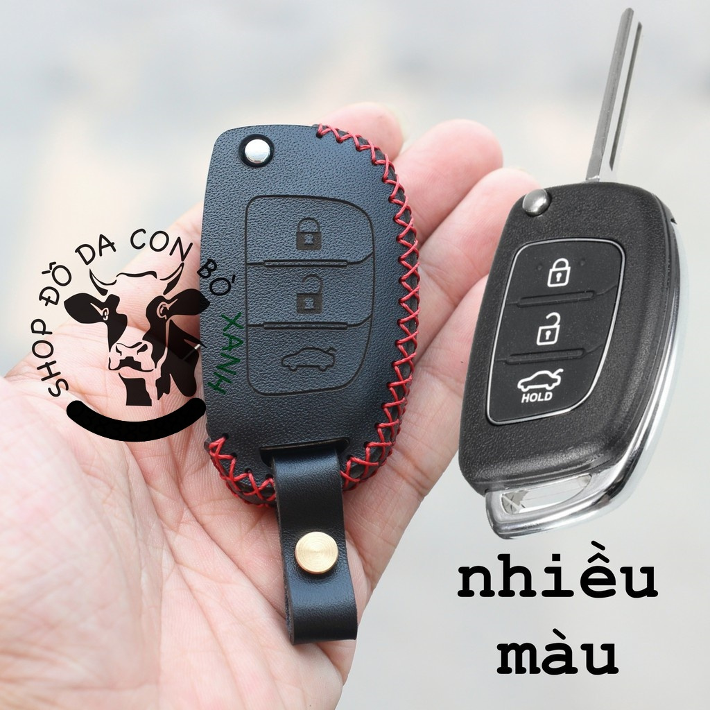 Bao da bọc ốp chìa khóa Hyundai Accent Blue 2013 2017, Solati , Elantra 2013 2015, i10 bản base (chì