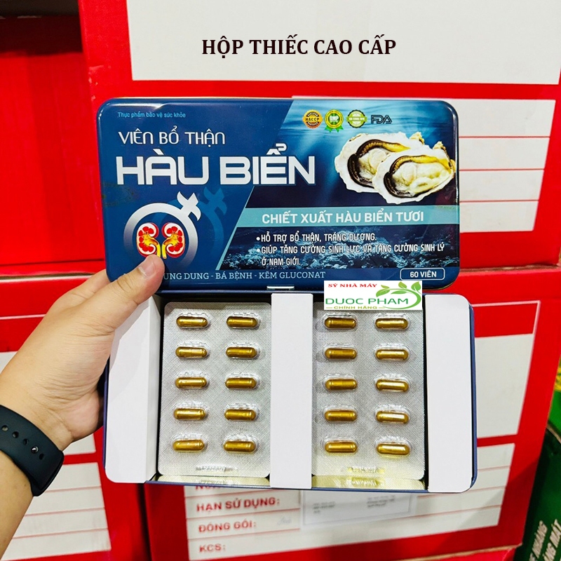 Viên Bổ Thận Hàu Biển giúp tăng cường sinh lực sinh lý nam giới, kéo dài thời gian - hộp thiếc cao cấp 60 viên