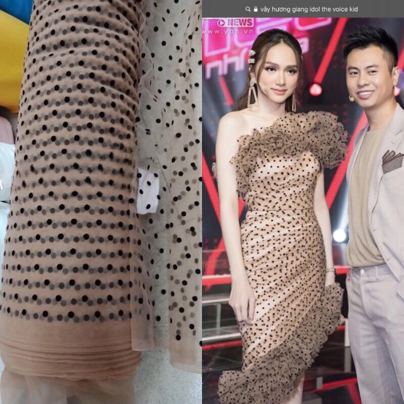 voan lưới bi chấm nhung