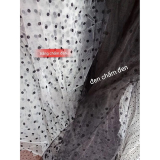 voan lưới bi chấm nhung