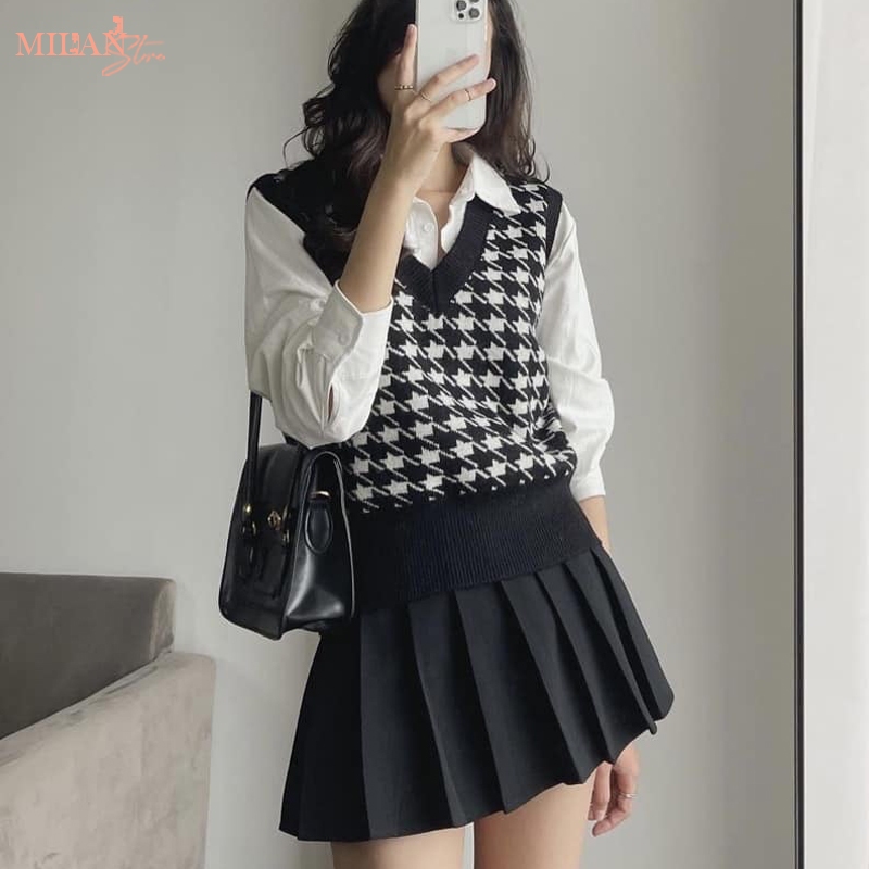 (CÓ TÚI)Chân váy xếp ly ngắn có quần trong M219 khóa sườn cạp cao dáng chân váy tennis xếp ly ngắn học sinh đi học biển