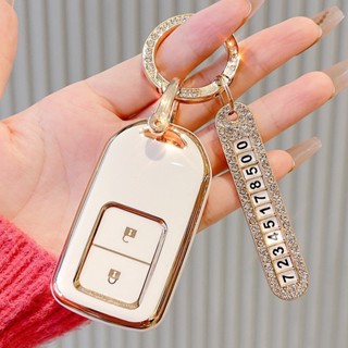  bao da chìa khoá oto cho xe HonDa CRV HRV Civic City Brio Jazz < 2 nút bấm > 