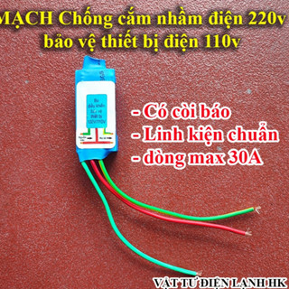 Mạch chống cắm nhầm điện 220v bảo vệ thiết bị điện 110v Nhật bãi công suất cao 30a có còi hàng Tốt