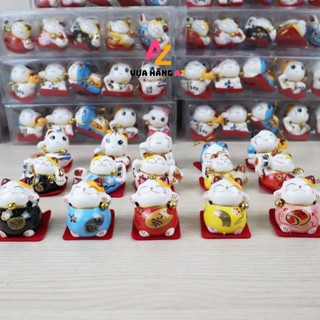 Bộ 5 Mèo Thần Tài Mini Bằng Gốm Sứ Mang Lại May Mắn - Ngũ Phúc Lâm Môn