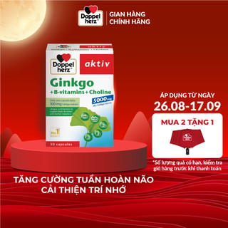 Viên uống bổ não Doppelherz Ginkgo hỗ trợ tăng cường tuần hoàn não và cải thiện trí nhớ (Hộp 30 viên)