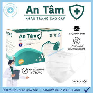 [Hộp 50 Cái] Khẩu trang y tế 4 lớp kháng khuẩn chống bụi mịn hàng chính hãng công ty